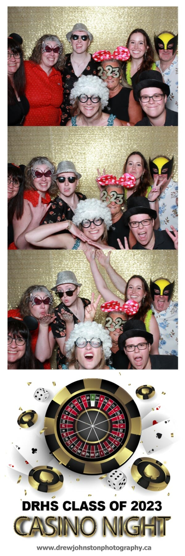 DRHS Prom Booth photostrip of a large group of students